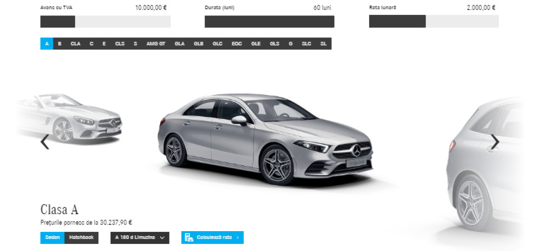 Calculator rate autoturisme Mercedes-Benz. CLICK AICI PENTRU DETALII